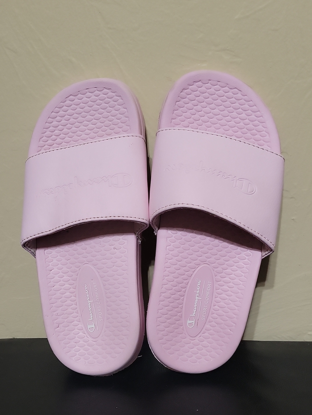 Girls Pink Champion Slides